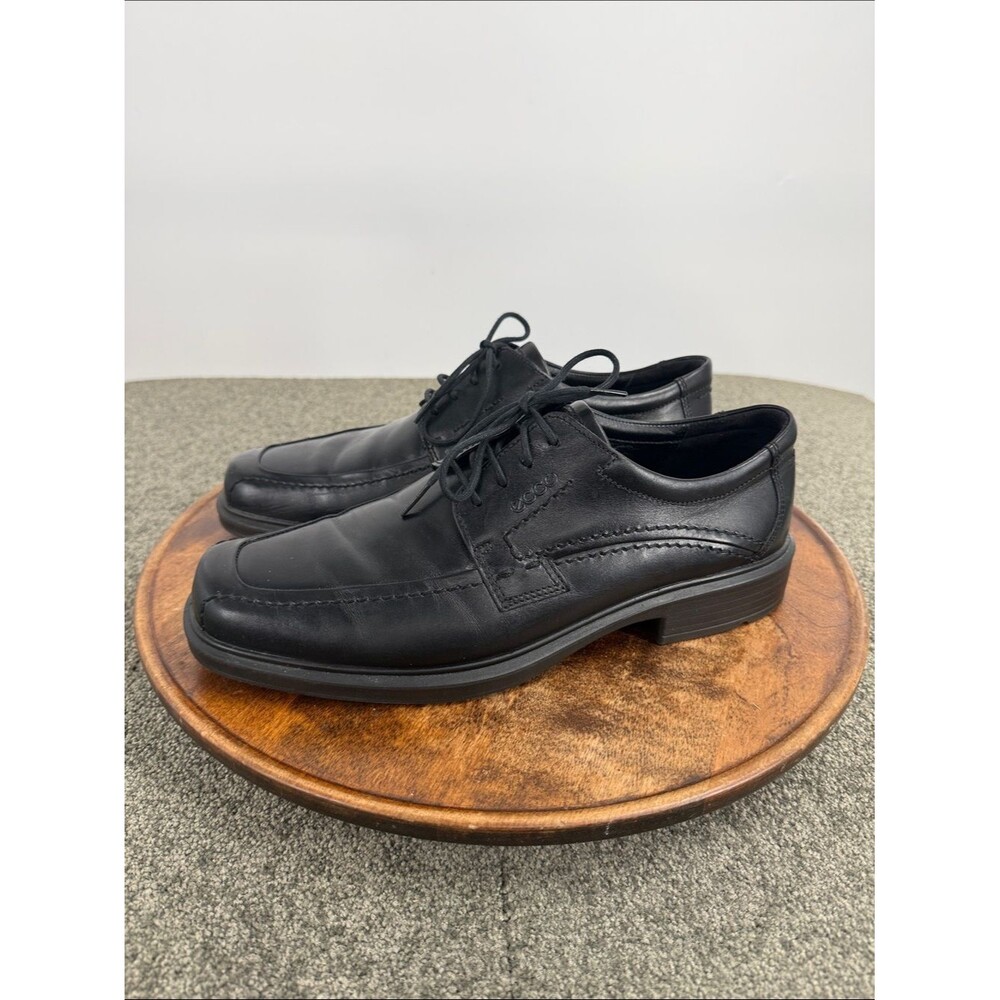 Ecco Shoes Mens 44 US 10-10.5 Black Leather Oxford Lace Up Dress Comfort